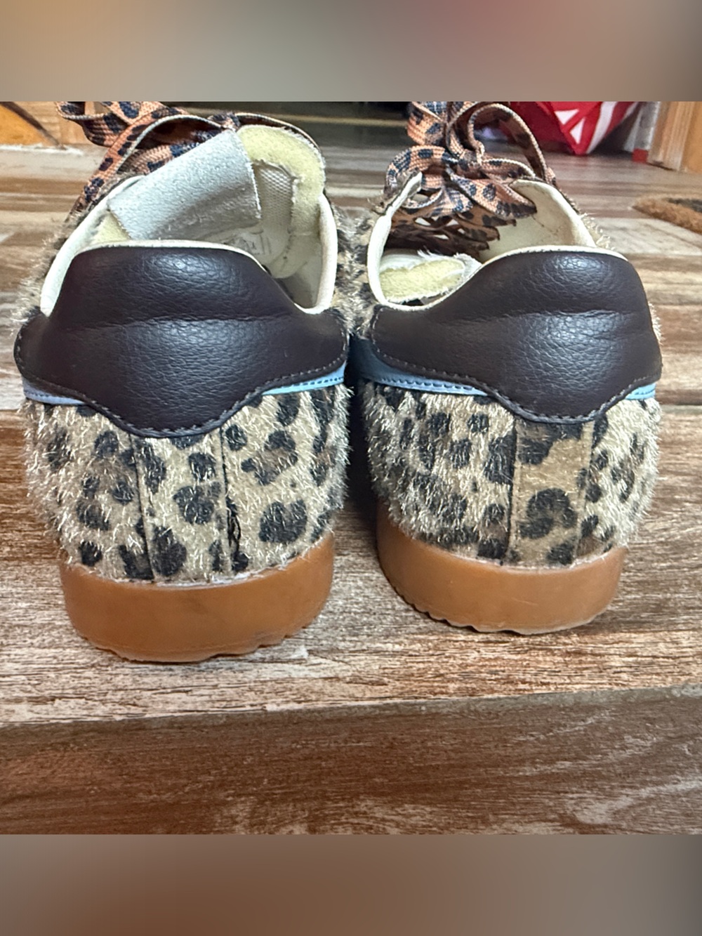 Gola Leopard Print Sneakers with Light Blue Stripes - Picture 4 of 5